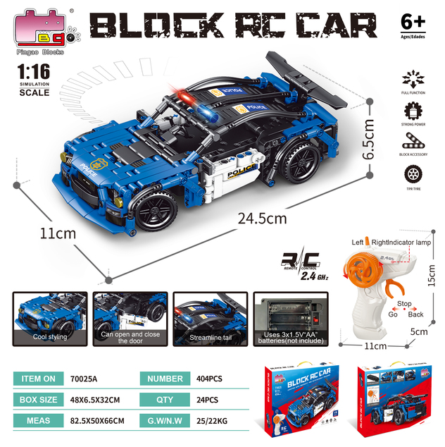 Kit Auto della polizia RC a telecomando 24,5 cm