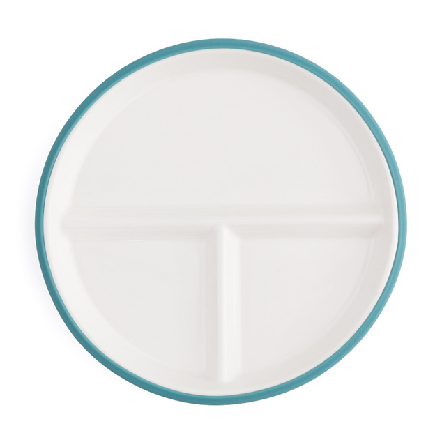 PETITE&amp;MARS Farfurie ceramică cu husă din silicon Teal Blue