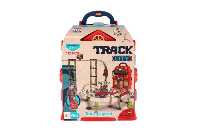 Treno con binari 120 pezzi a batteria in valigia 22x27x15cm