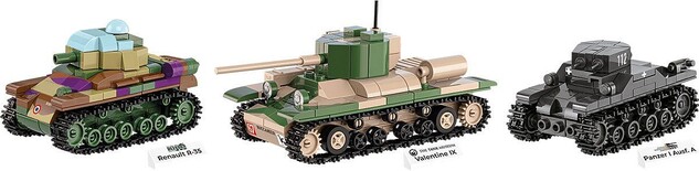 Cobi 3 tanky: Panzer I, Valentine IX, Renault R, 1:35, The Tank Museum, Les Blindes in Sau