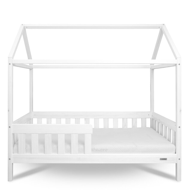 Kinderbett Haus mit Geländer und Lattenrost New Baby CASTELLO 160x80 cm weiß