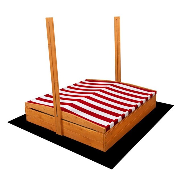 Gyerek fa homokozó tetővel Baby Mix 120x120 cm piros-fehér