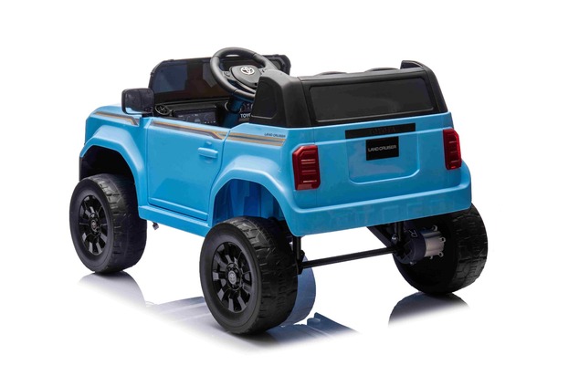 Elektrické autíčko Toyota Landcruiser 12V, modré, široké jednomiestne sedadlo, 2,4 GHz dia