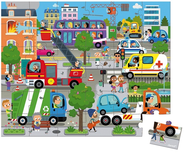 Janod Puzzle v kufríku Mesto 36 ks
