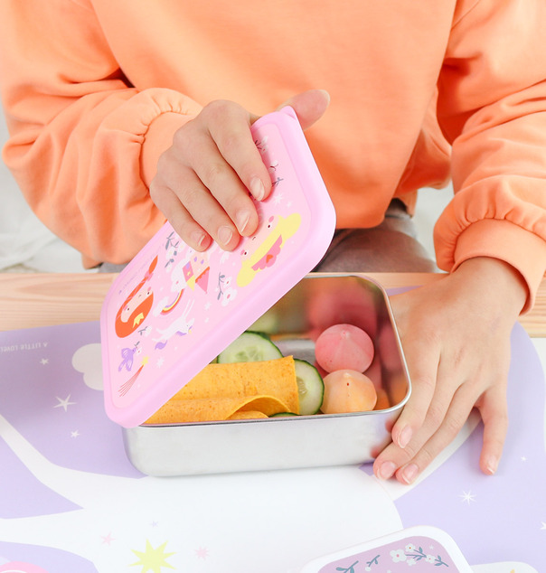 A Little Lovely Company – boîte à déjeuner en inox avec couvercle en plastique – princesses