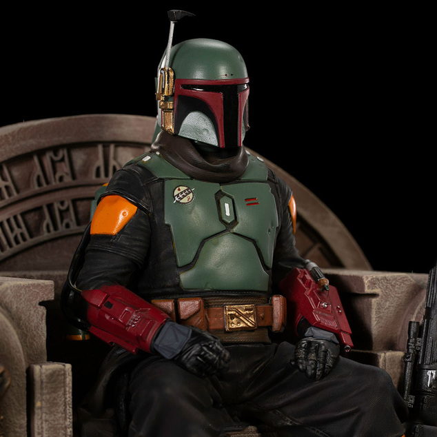 Iron Studios Star Wars: A Mandalorian - Boba Fett a trónon szobor Delux Art Scale 1/10