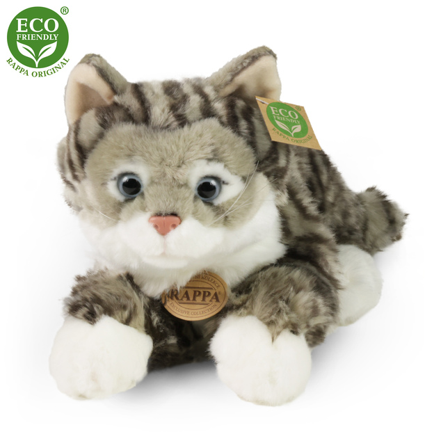 Plyšová mourovatá mačka šedá 40 cm ECO-FRIENDLY