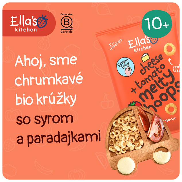 Ella's Kitchen BIO Chrumkavé krúžky so syrom a s paradajkami (20 g)