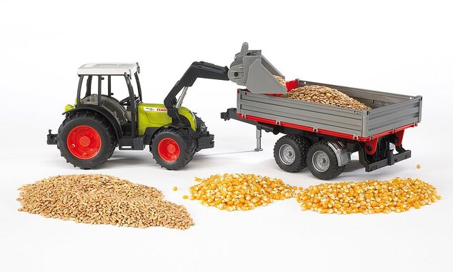 BRUDER 02112 Traktor CLAAS Nectis 267 F s vlečkou a čelným nakladačom