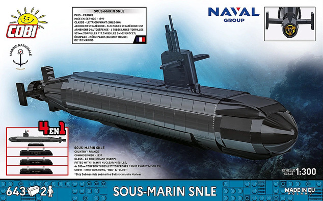 Cobi 4859 Armed Forces Sous-marin SNLE 4v1, 1:300, 643 k, 2 f