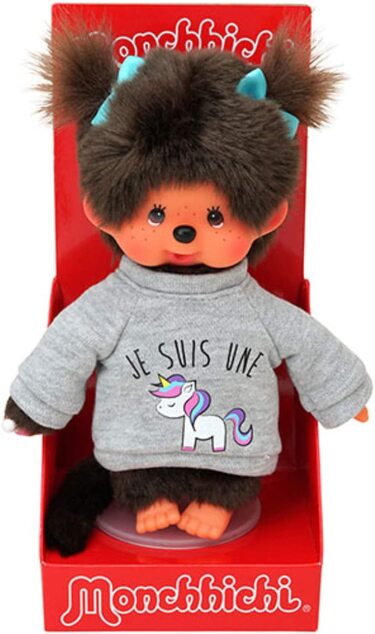 Monchhichi Mončiči Mončiči Mädchen im Pullover mit Einhorn 20cm