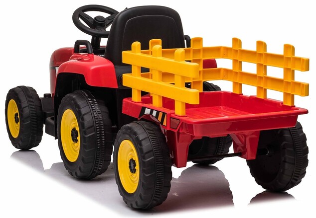 Elektrický Traktor WORKERS s vlečkou, červený, Pohon zadných kolies, 12V batéria