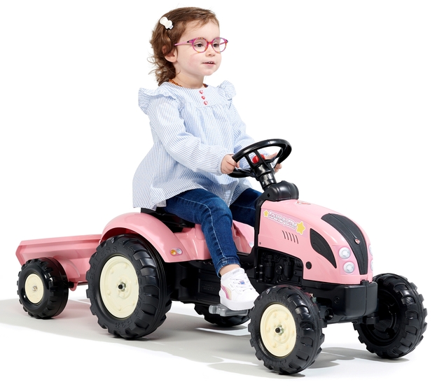 Falk šliapací traktor 2056L s prívesom Country Star - ružový
