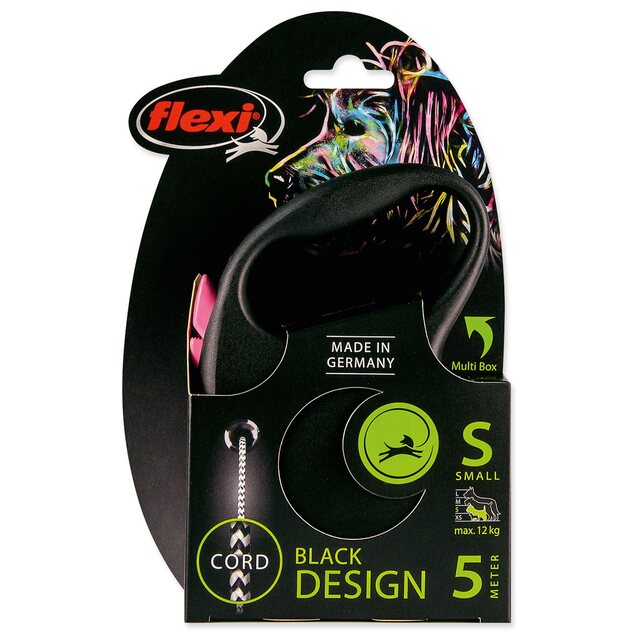 Vodítko Flexi Black Design lanko S ružové 5m