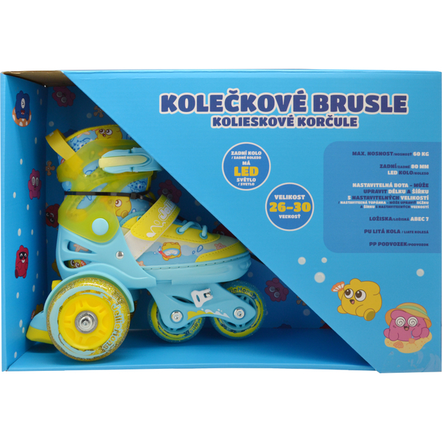 Detské svietiace kolieskové korčule - Žlté (vel. 26-30)