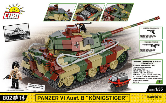 Cobi 3113 II WW Panzer VI Ausf. B Königstiger, 1:35, 802 k, 1 f
