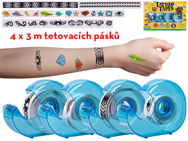 Lepiace pásky s tetovaním 4ks v krabičke