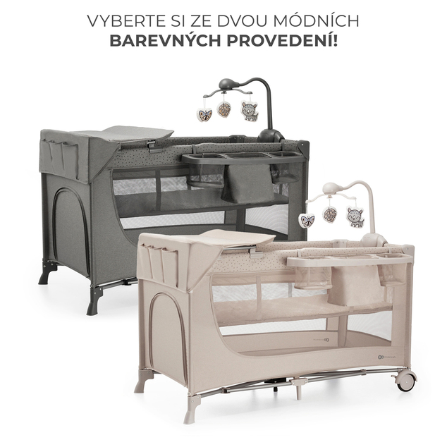 KINDERKRAFT Postieľka cestovná Joy 2 s doplnky Beige