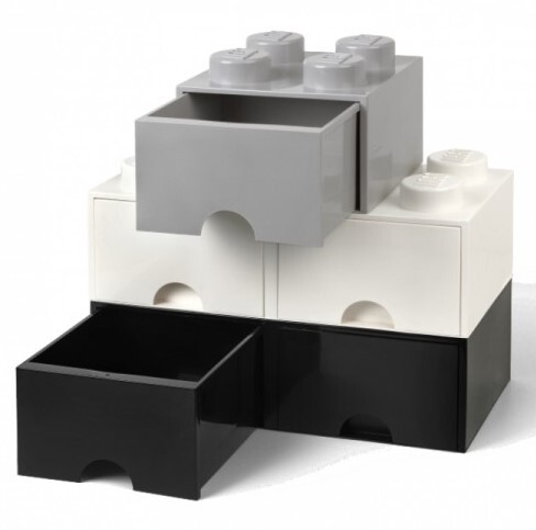 LEGO® úložný box 4 - so zásuvkou šedá  250 x 250 x 180 mm