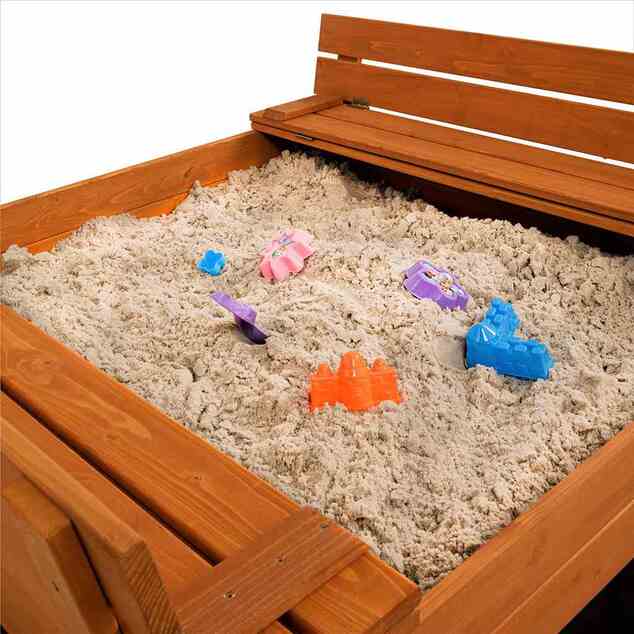 Detské drevené uzatvárateľné pieskovisko s lavičkami a strieškou Baby Mix 120x120 cm sivé