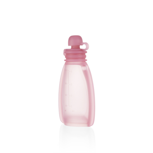Bolsa de silicona rellenable para comida infantil, Transparent Pink