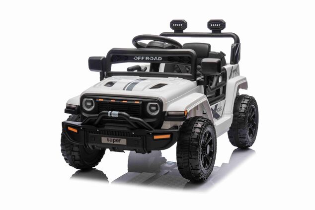Elektrické autíčko OFFROAD NEW s pohonom zadných kolies, biele, Lítiová batéria