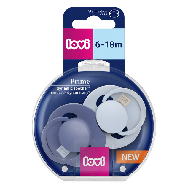 LOVI Dynamischer Silikonschnuller Prime 6-18m 2Stk Baby Blue/Blau