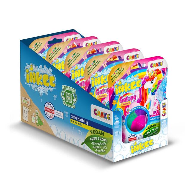 INKEE - Bombička do kúpeľa - Galupy Unicorn farby 4 ks baleni