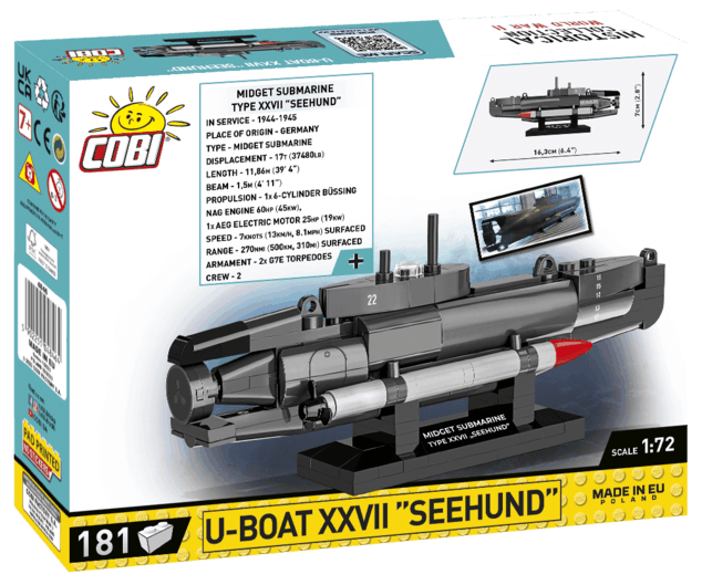 Cobi II WW U-boat XXVII Seehund, 1:72, 181 k