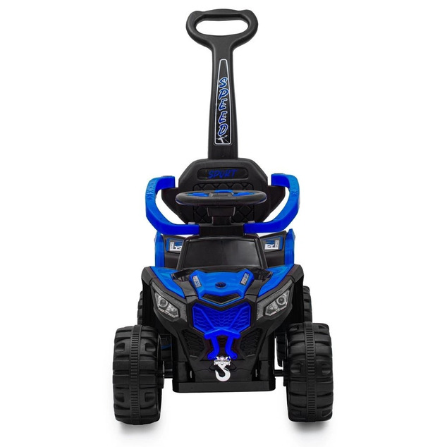 Detské elektrické odrážadlo Baby Mix Ruggy s vodiacou tyčou modré