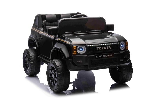 Elektrické autíčko Toyota Landcruiser 12V, čierne, široké jednomiestne sedadlo, 2,4 GHz di