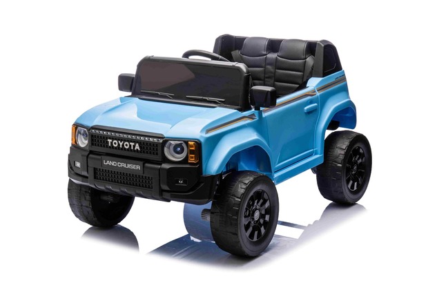 Elektrické autíčko Toyota Landcruiser 12V, modré, široké jednomiestne sedadlo, 2,4 GHz dia