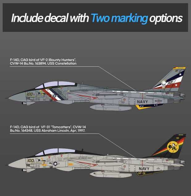 Modellbausatz Flugzeug 12590 - USN F-14D „VF-2 Bounty Hunters“ (1:72)