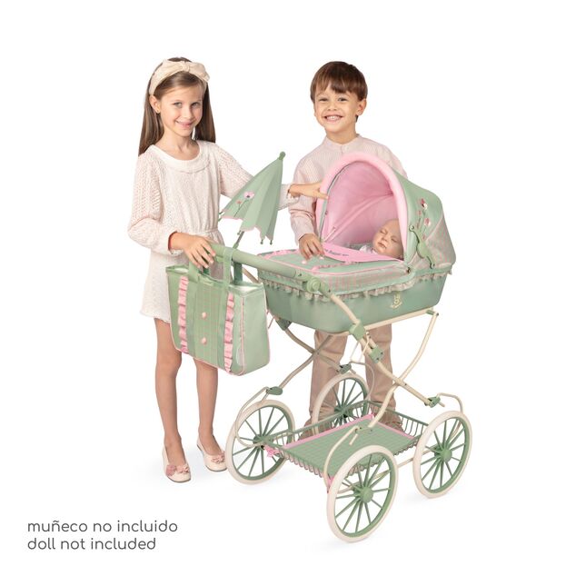 DeCuevas 81068 Passeggino pieghevole per bambole con borsa e accessori Botanic 2026 – 81 cm
