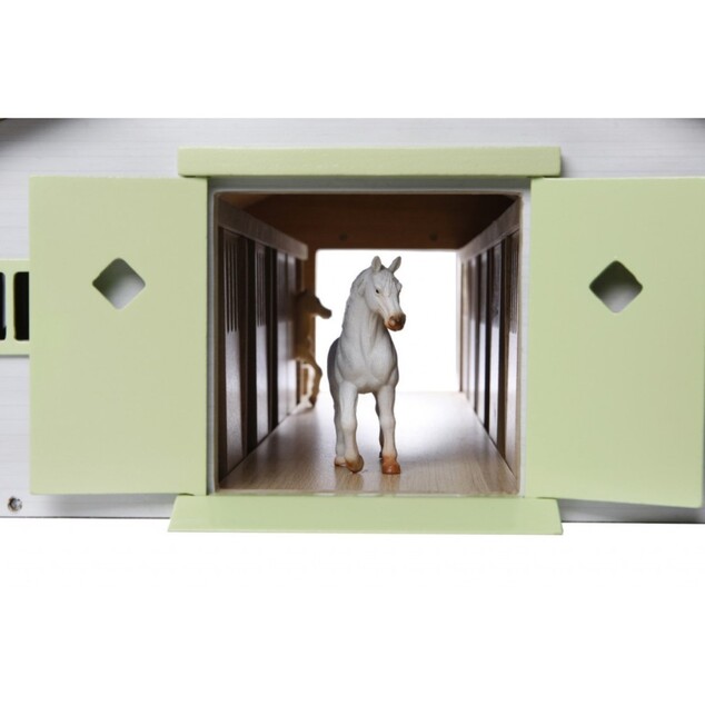 Kids Globe Horses Pferdestall aus Holz 62x43x22cm 1:32 rosa in Schachtel
