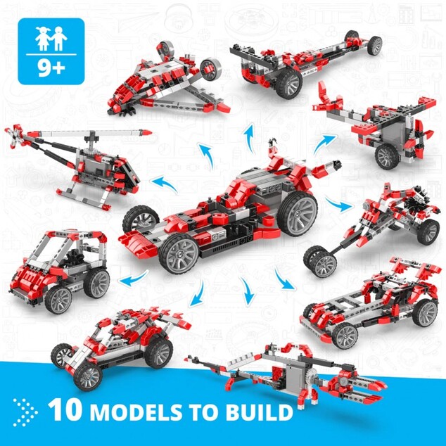 Engino INVENTOR MOTORIZED pretekárske auto s 10 bonusovými modelmi