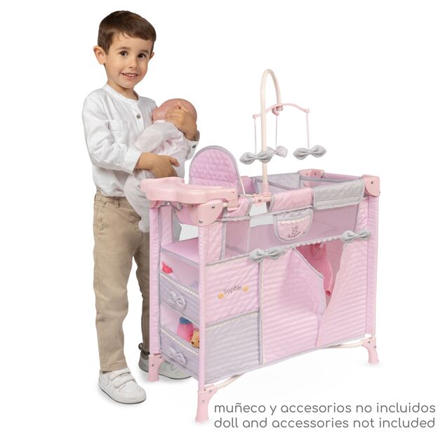 DeCuevas 53075 Klappbares Puppenbett mit 5 funktionalen Zubehörteilen Sophie 2025