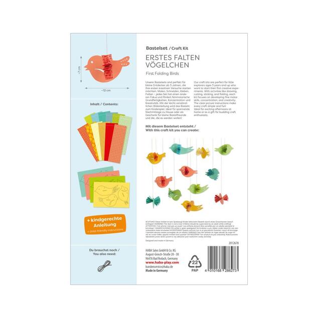 Haba Set Creativo Primo Assemblaggio Uccellini Sospesi