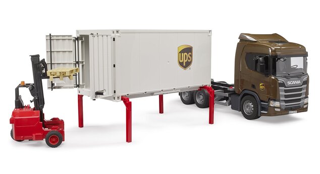 Bruder Logistický vozík Brother ScaniaSuper 560R UPS s vysokozdvižným vozíkom