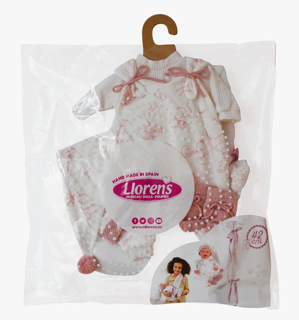 Llorens M740-06 oblečenie pre bábiku bábätko NEW BORN veľkosti 40-42 cm s nosítkom