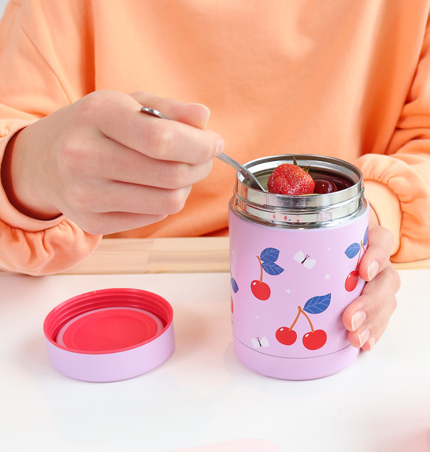 A Little Lovely Company – recipient alimentar izolat din oțel inoxidabil – cireșe