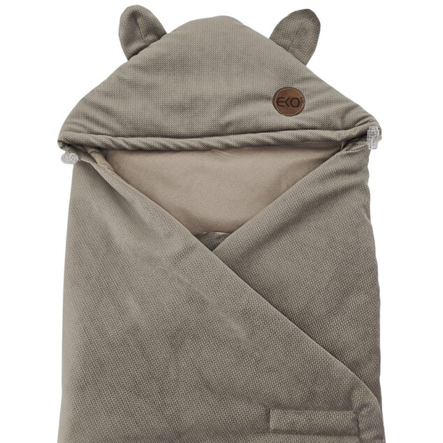 EKO Fußsack für Autositz Baumwolle Velvet Dunkel Beige 110x100cm