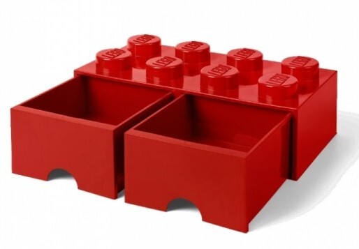 Scatola portaoggetti LEGO® 8 - con cassetti rossi 250 x 500 x 180 mm