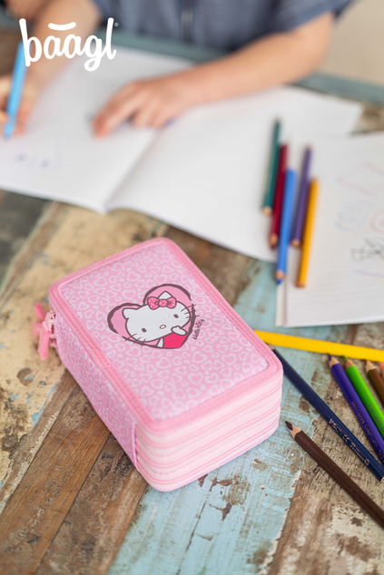 BAAGL Trousse scolaire à trois étages Hello Kitty Sweet Leopard GRS