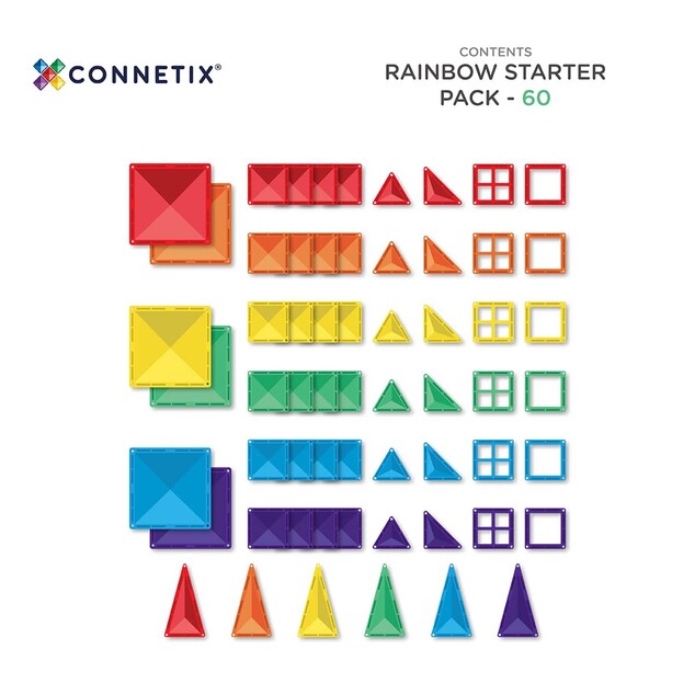 CONNETIX® Rainbow Starter Pack magnetická stavebnica 60 ks