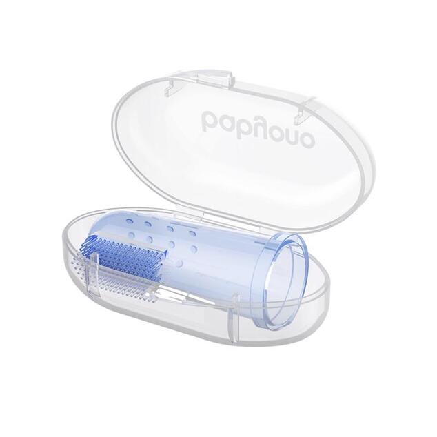 BABYONO Cepillo de dientes de dedo con estuche azul