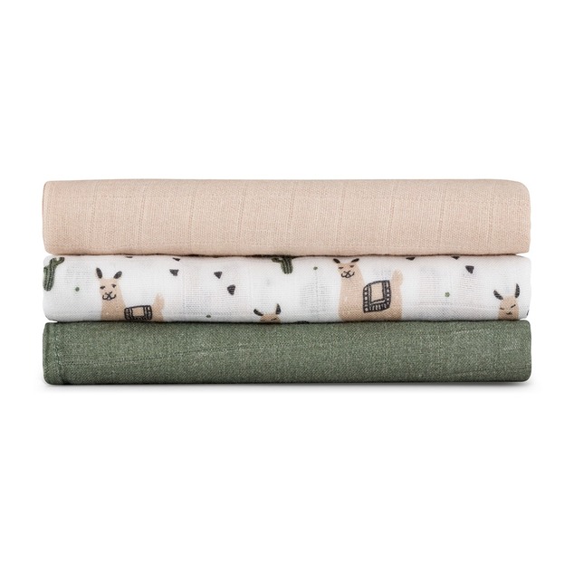 PETITE &amp; MARS Sada plienok bambusová mušelínová 3ks Moussy Llama Vibes 68 x 68 cm