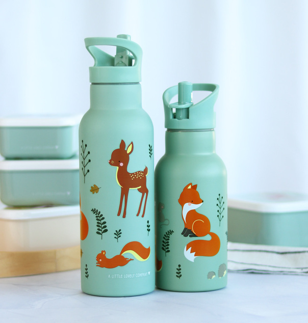 A Little Lovely Company - nerezová fľaša na pitie, 500 ml - kamaráti z lesa