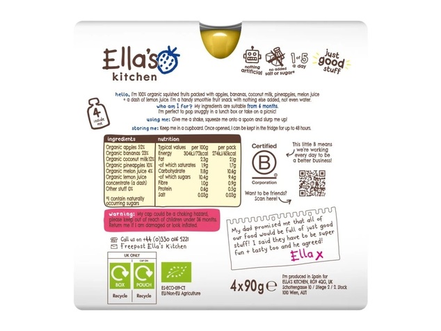 Ella's BIO White One Fruchtpüree mit Melone (4 × 90 g)