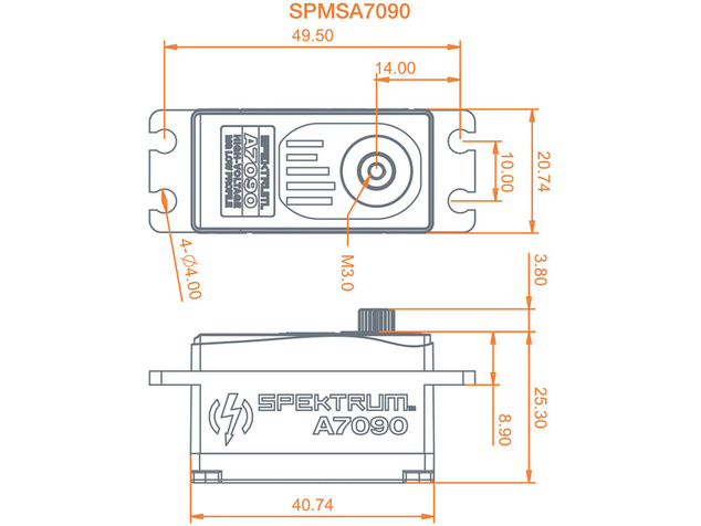 Spektrum servo A7090 18kg.cm 0.068s/60° nízke BL MG 23T